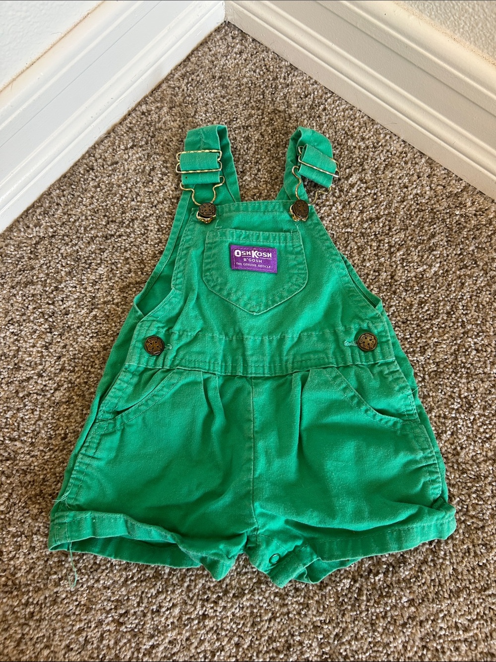 OshKosh B'gosh Bright Green Toddler Overall Shorts